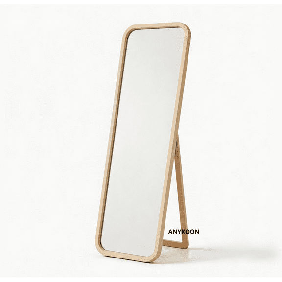 Anykoon Solid Wood Full Length Floor Mirror, Freestanding & Wall Mounted Shatter Resistant Mirror for Bedroom Entryway