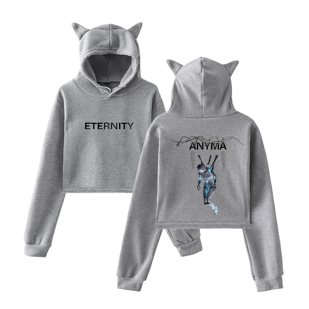 Anyma Tour 2024 Hoodie Womens Girls Cat Ear Sweatshirts Hip Hop Short Hooded Pullover Crop Top