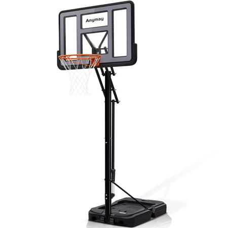 Portable Basketball Hoop Outdoor, 4.8-10FT Height Adjustable Basketball Hoop Goal System with 44-48 Inch Impact Backboard and Portable Wheels for Adults
