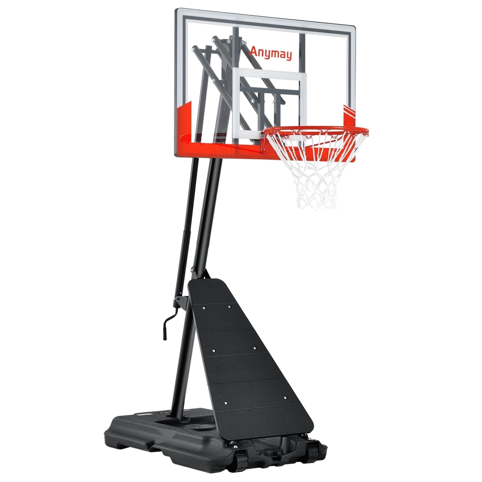 Anymay Basketball Hoop Outdoor with 44 Inch Backboard，5.3-10FT Height Adjustable Basketball Hoop Goal System