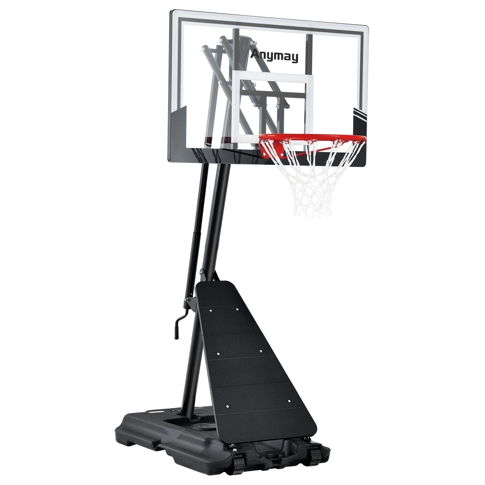 Anymay Portable Basketball Hoop Outdoor with 44in Polycarbonate Backboard,5.3-10FT Height Adjustable Basketball Hoop Goal System,Black