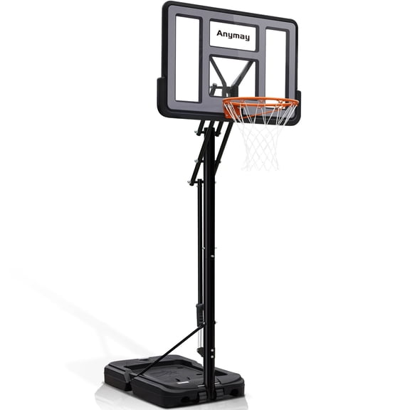 Anymay Portable Basketball Hoop Outdoor with 48in Polycarbonate Backboard,5.3-10FT Height Adjustable Basketball Hoop Goal System,Red