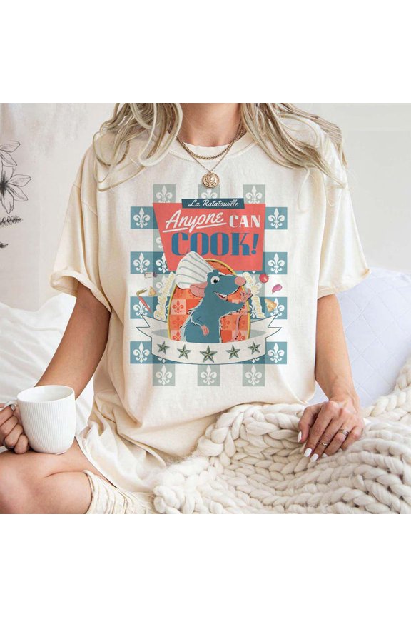 Anyone Can Cook Quote Shirt, Chef Mouse Cooking Style Tee, Holiday Theme Park Family Gift – Comfort Colors Unisex Cotton T-Shirt, Sizes S-5XL