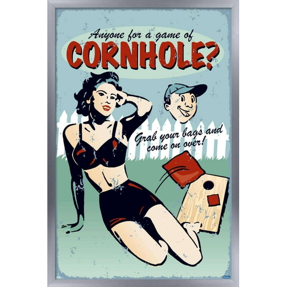 Anyone for Cornhole Wall Poster, 22.375" x 34", Framed