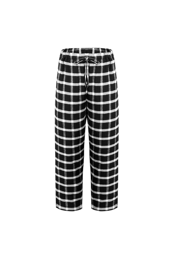 Women's Pajama Pants Comfy Stretch Plaid Pajama Wide Leg Lounge Pants Size S-XXL