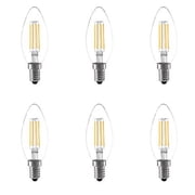 Anyray 6-Bulbs 40Watts Equivalent Soft White B10 Torpedo Clear Lens 120V Chandelier Decorative Candelabra Base LED Light Bulb 360 Beam Warm White 40W Equal