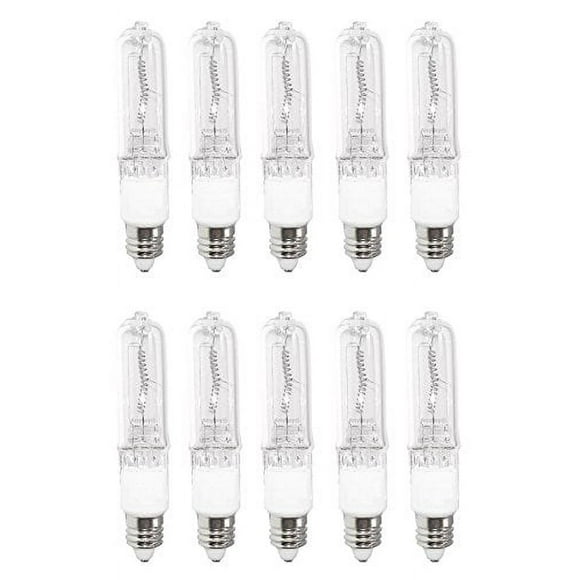 Anyray A1790Y (10)-Pack 75W 75-Watt JD E11 Mini-Candelabra Halogen T4 Light Bulb, CLEAR
