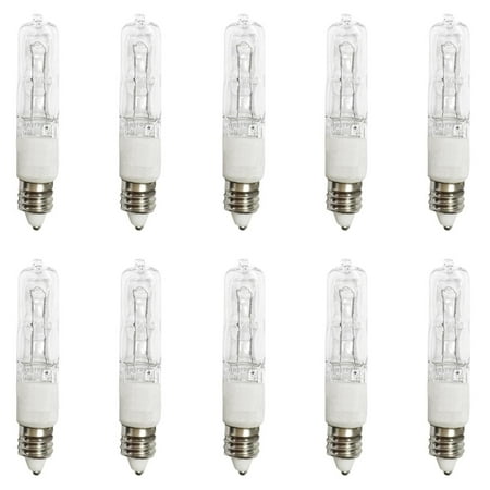 Anyray A1795Y (10)-Pack 100 Watt JD E11 100W Mini-Candelabra T4 Halogen Light Bulb, CLEAR 100Watts
