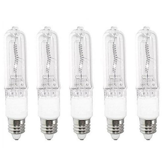Anyray A1806Y (5)-Pack 200 Watt JD E11 200W Mini-Candelabra T4 Halogen Light Bulb, CLEAR Bulbs