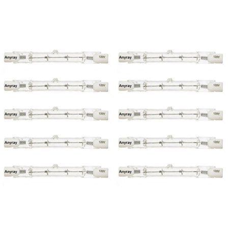 Anyray A1824Y (10-Pack) J78 50W 120V 50 Watt J Type DE T3 50Watts 78mm Halogen Bulbs 3 1/8'' inch