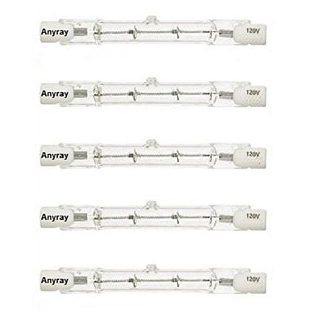 Anyray A1825Y (5-Pack) 75W J78 Short 120V 75 Watt J-Type DE T3 78mm Halogen Torchiere Bulbs