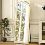 Anyrose 21x64 Full Length Mirror Arched with Stand Aluminum Alloy Framed Floor Mirror,Gold