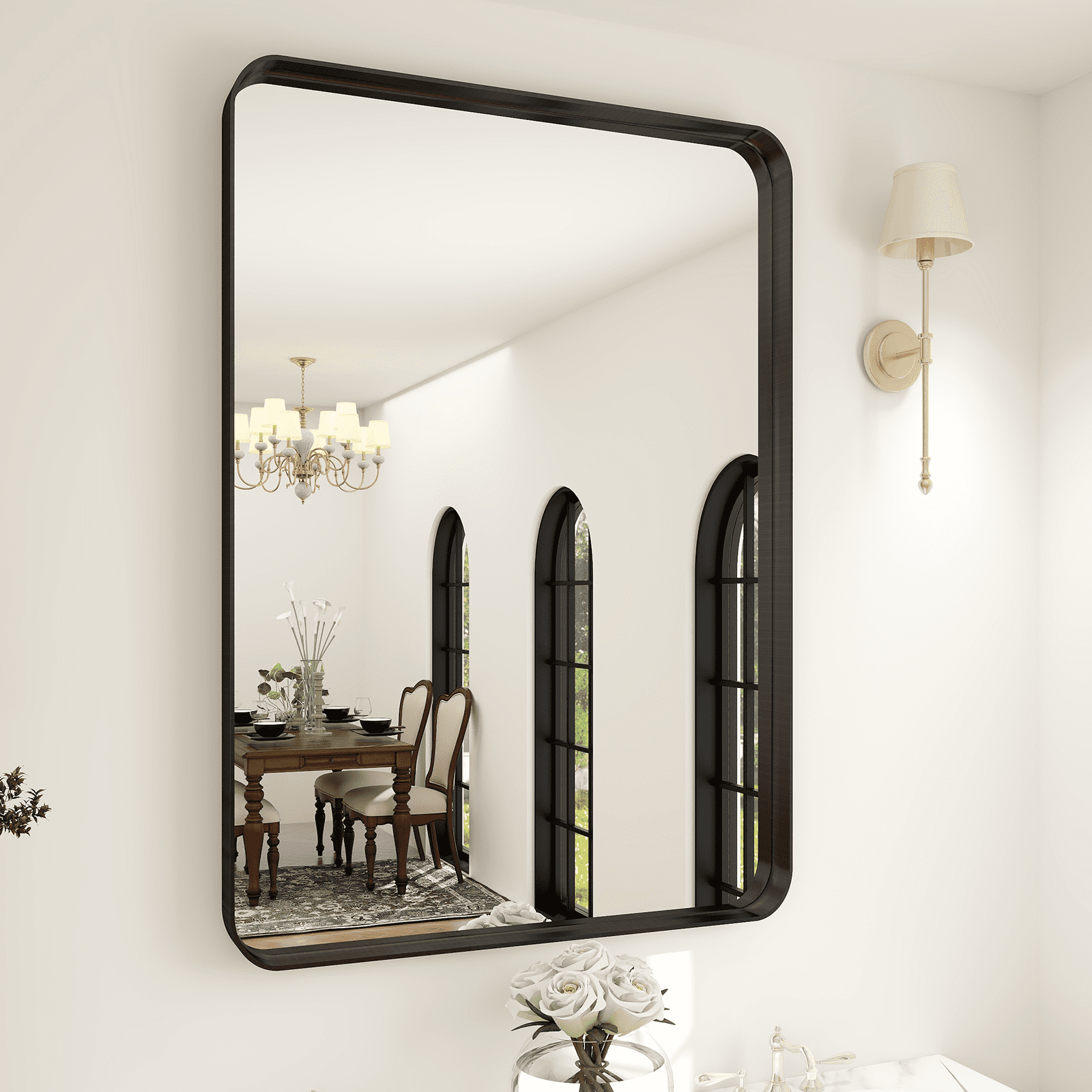 Anyrose 24"x36" Bathroom Wall Mounted Mirror Vanity Decor,Black