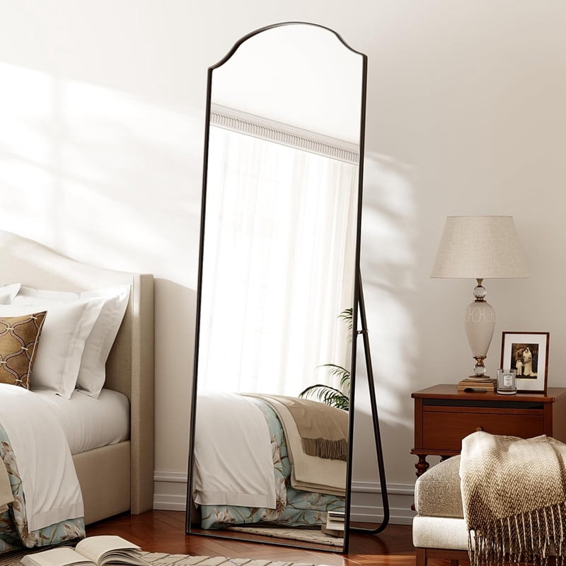 Lumora 24"x65" Arched Full Length Dressing Mirror Floor Standing Mirror Wall Mounted, Black