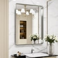 thumbnail image 1 of Anyrose 24X36 Inch Brushed Nickel Bathroom Mirror, Rounded Rectangle Metal Frame Mirror, Brushed Nickel, Anti-Rust Silver, 1 of 4