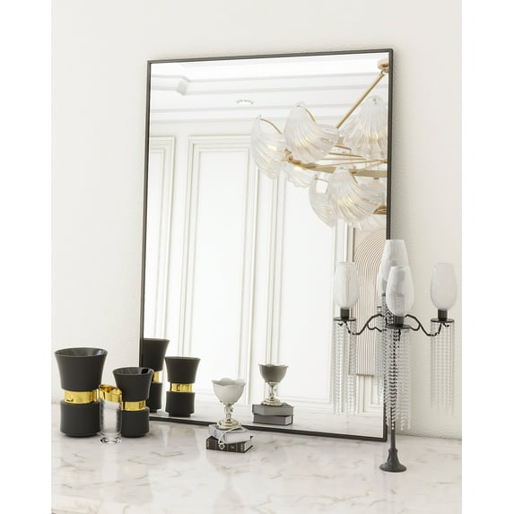 Anyrose 28"x20" Rectangular Bathroom Wall Mirror with Metal Frame, Black