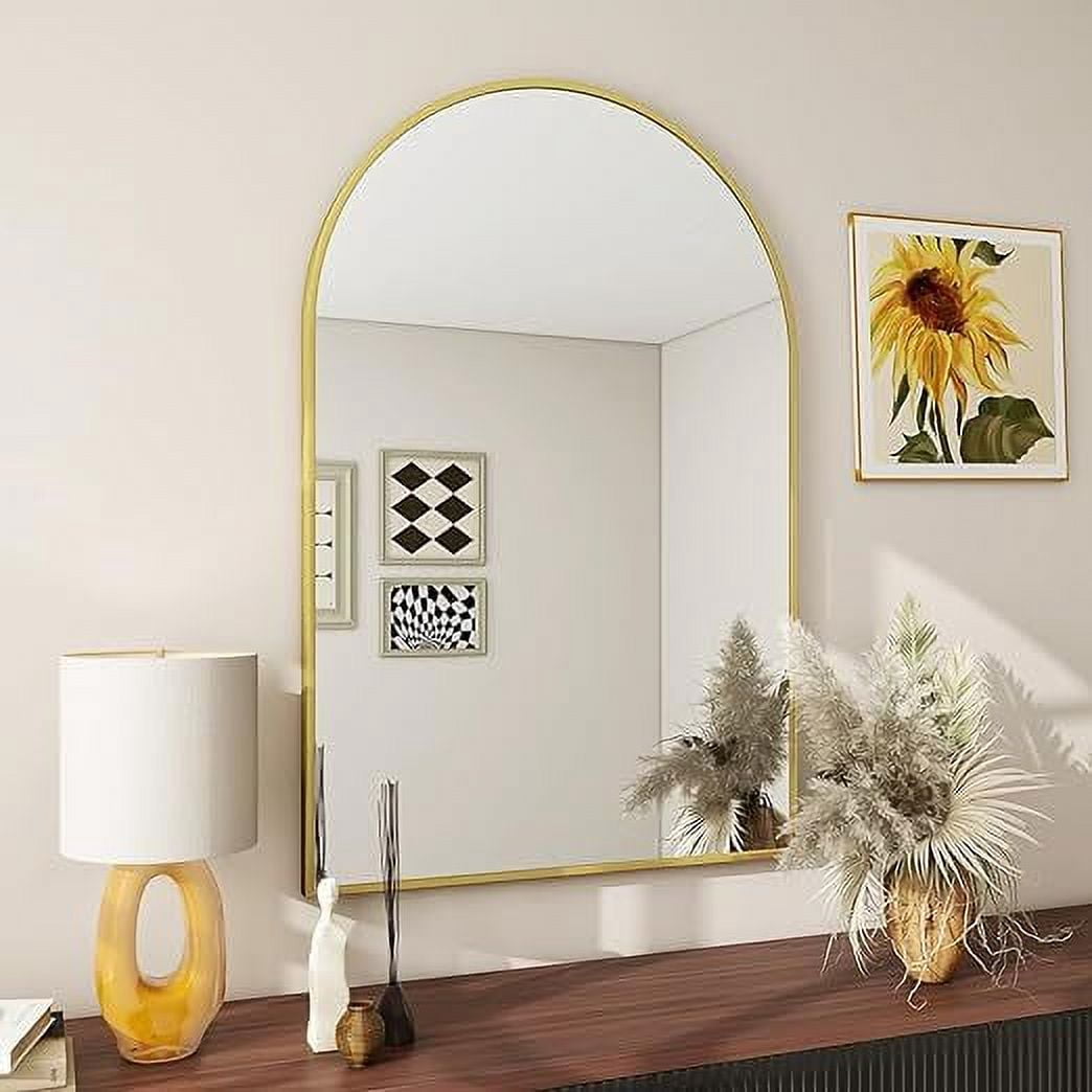 Anyrose 30" x 20" Gold Arched Bathroom Vanity Wall Mirror