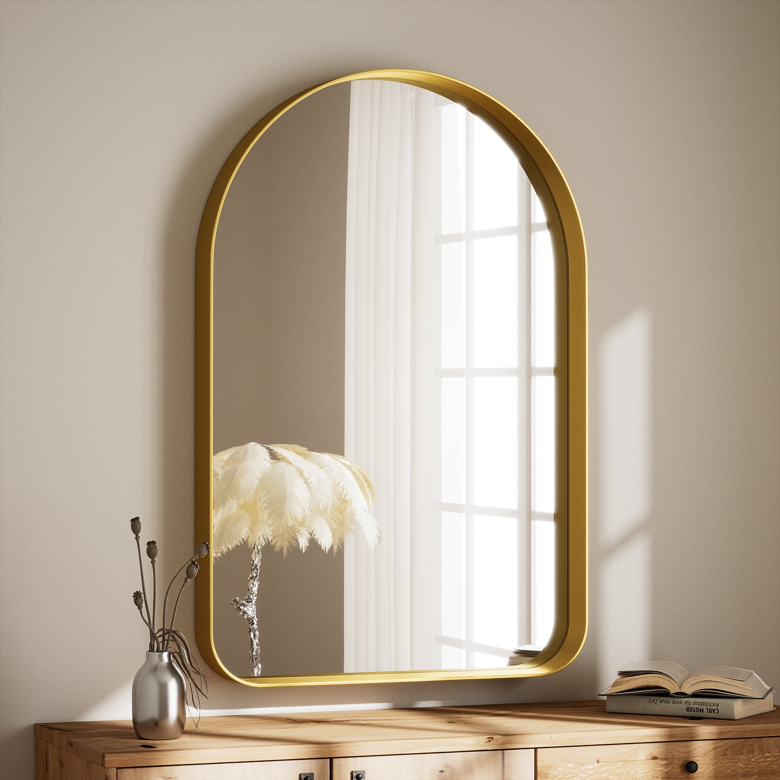 GRAHMCY 30"x20" Bathroom Vanity Rectangle Mirror With Deep Frame, Gold