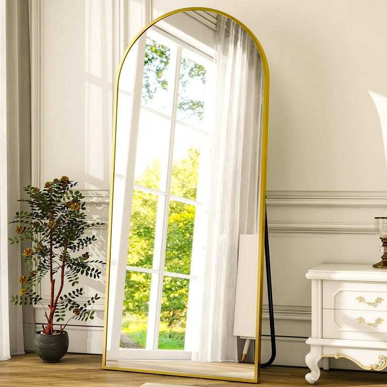 ANYROSE 31x71 Full Length Arched Mirror with Stand Aluminum