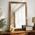 thumbnail image 1 of Anyrose 36.2"x24" Rectangular Wooden Framed Vanity Bathroom Mirror, Brown, 1 of 5