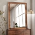 thumbnail image 1 of Anyrose 40.2"x30" Rectangular Wooden Framed Vanity Bathroom Mirror, Brown, 1 of 5