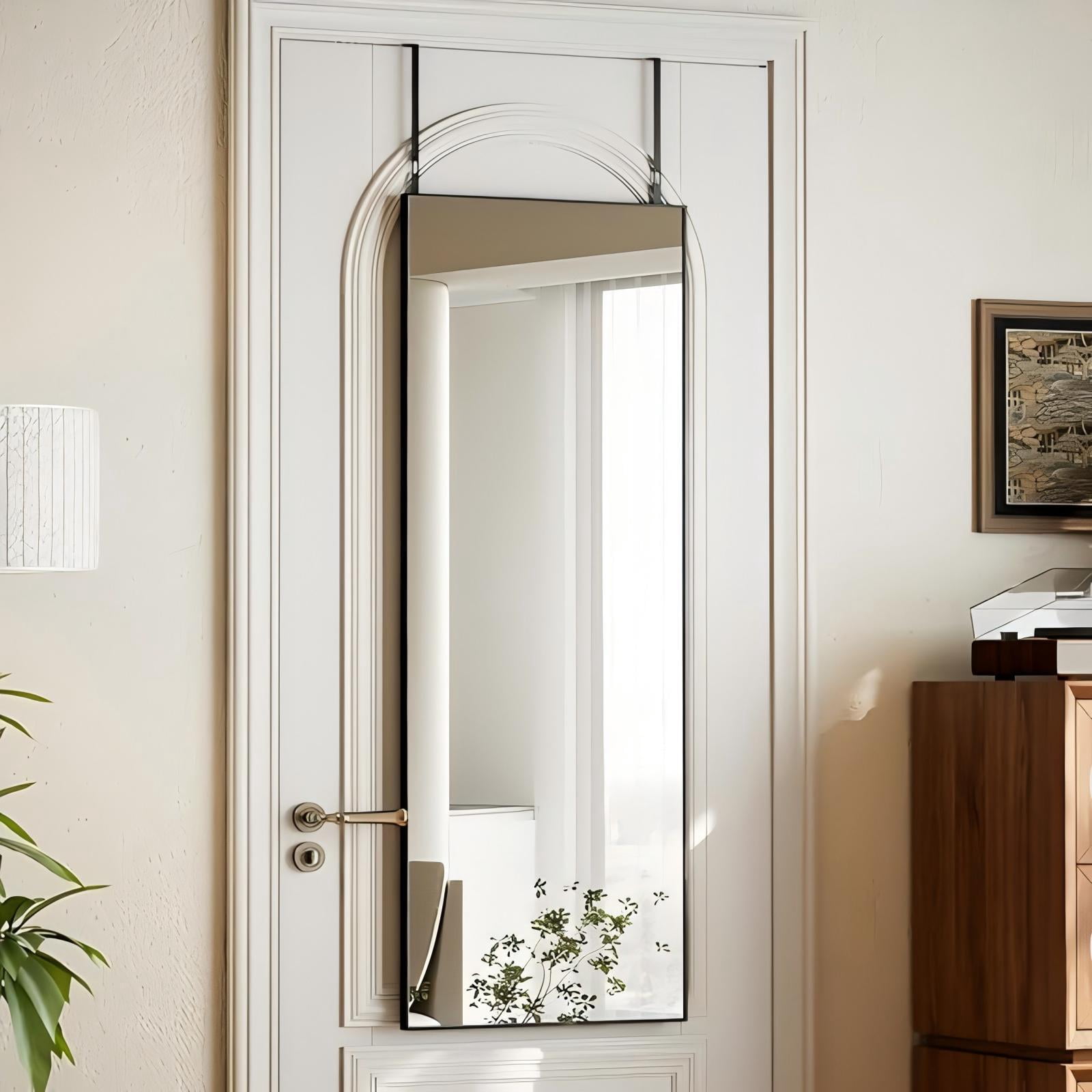 Anyrose 48"x14" Full Length Mirror Over The Door Mirror Wall Mounted, Black