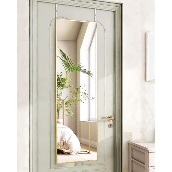 Anyrose 48"x14" Full Length Mirror Over The Door Mirror Wall Mounted, Gold
