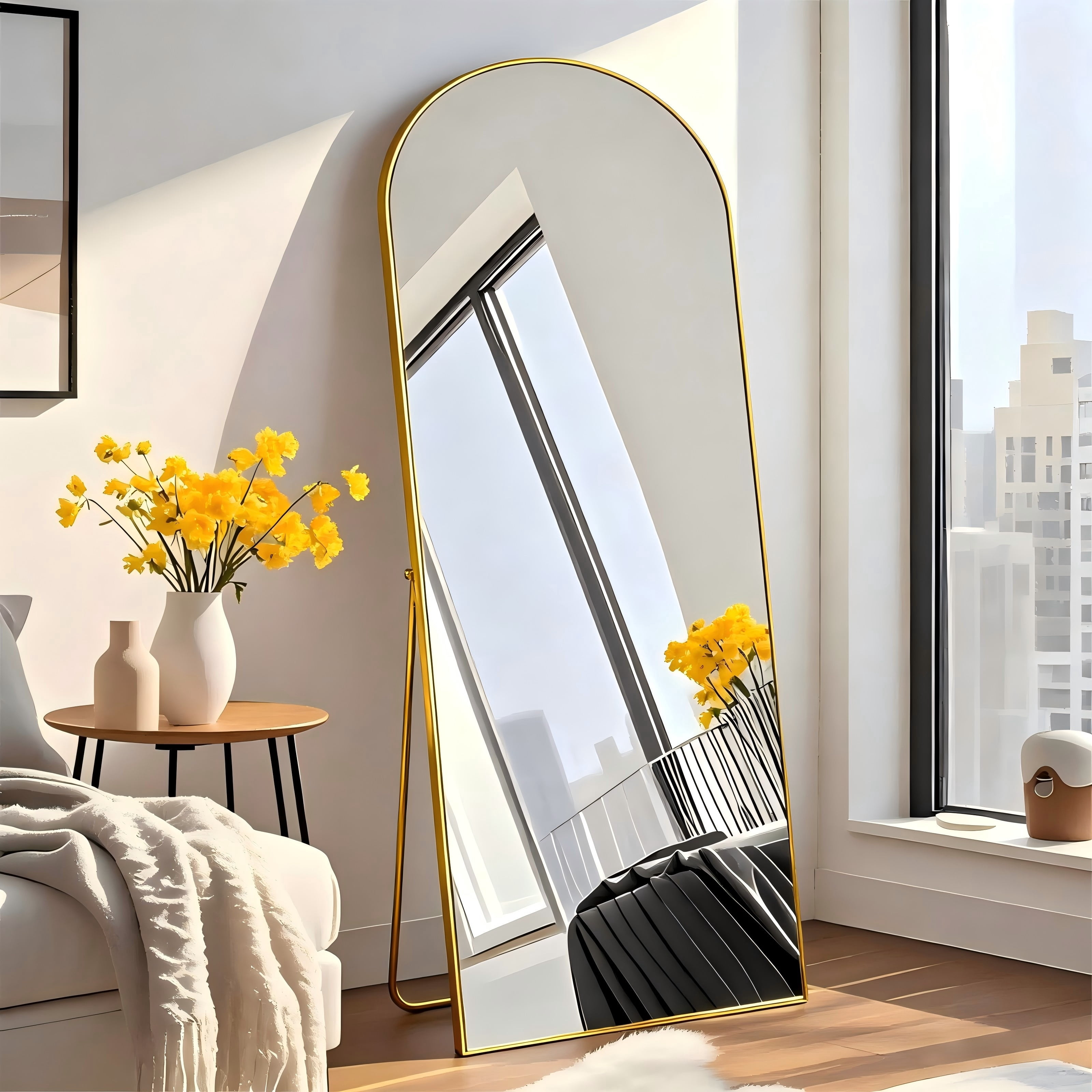 Anyrose 57.5"x 19" Arched Full Length Floor Mirror Wall-Mounted Mirror ...