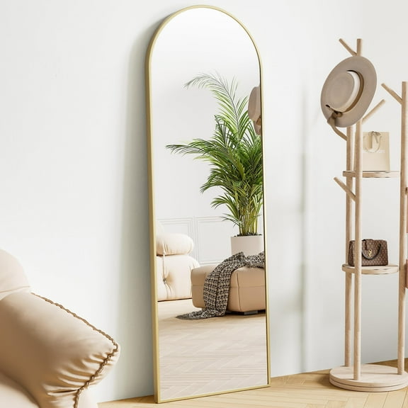 Anyrose 59.1"x16.1" Arched Full Length Mirror Free-Standing Floor Mirror with Aluminum Frame,Gold