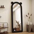 thumbnail image 1 of Anyrose 63"x24" Arched Floor Mirror Irregular Full Length Mirror With Flannel Frame, Black, 1 of 6