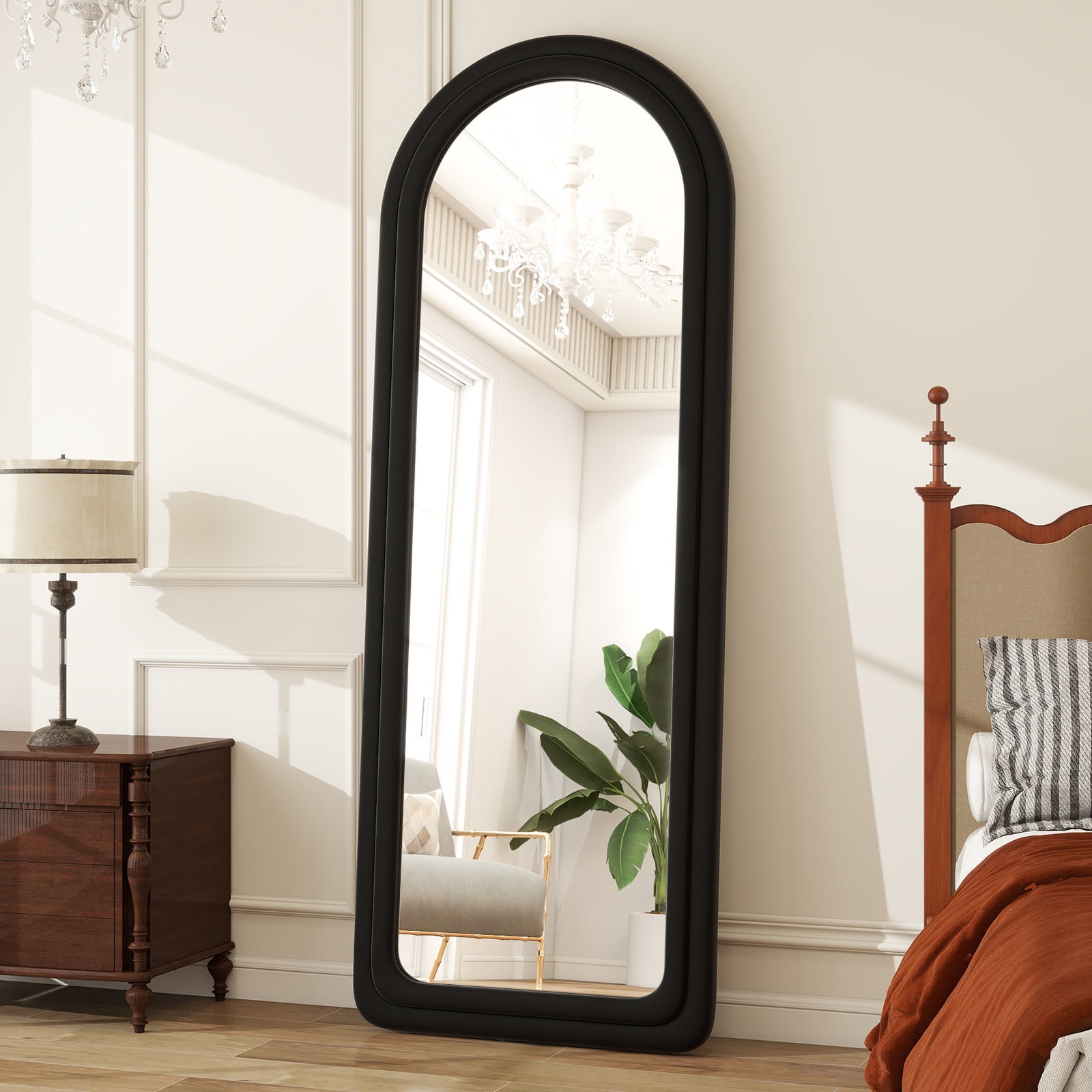 Anyrose 63"x24" Arched Full Length Mirror Round-Edge Floor Mirror With ...