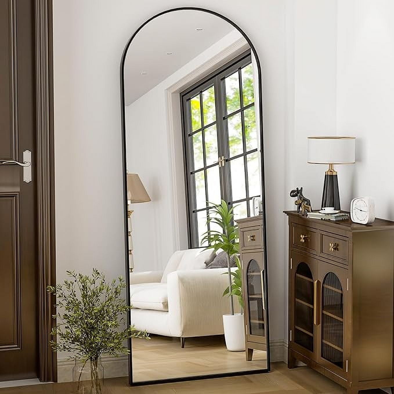 Anyrose 64" x 21" Black Arched Full Length Floor Mirror