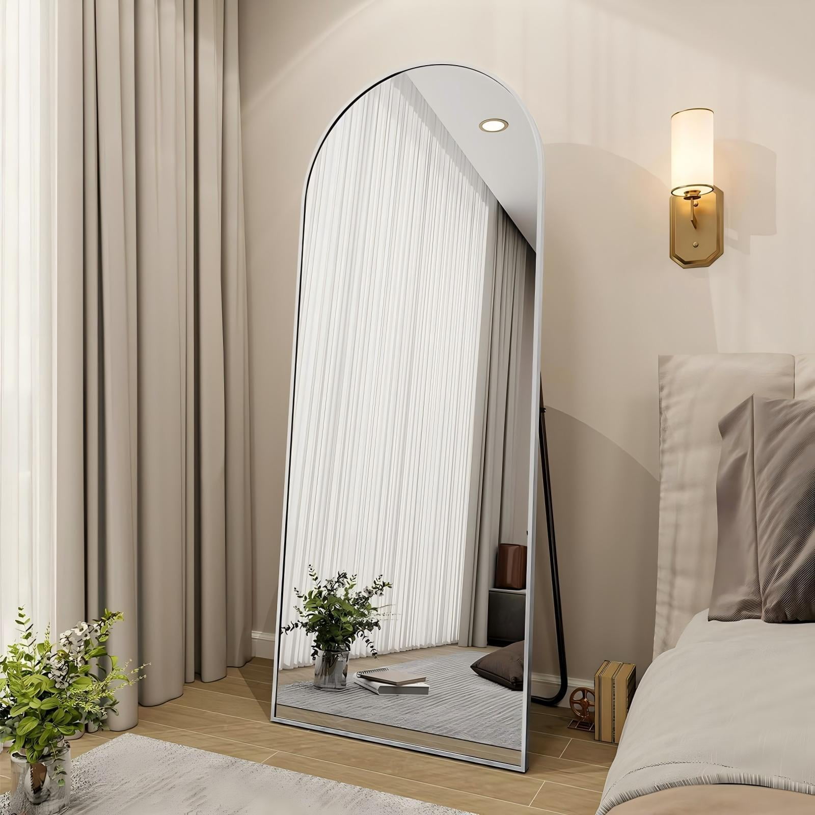 Anyrose 67"x 23" Arched Full Length Mirror Floor Mirror with Stand Wall-Mounted, Silver