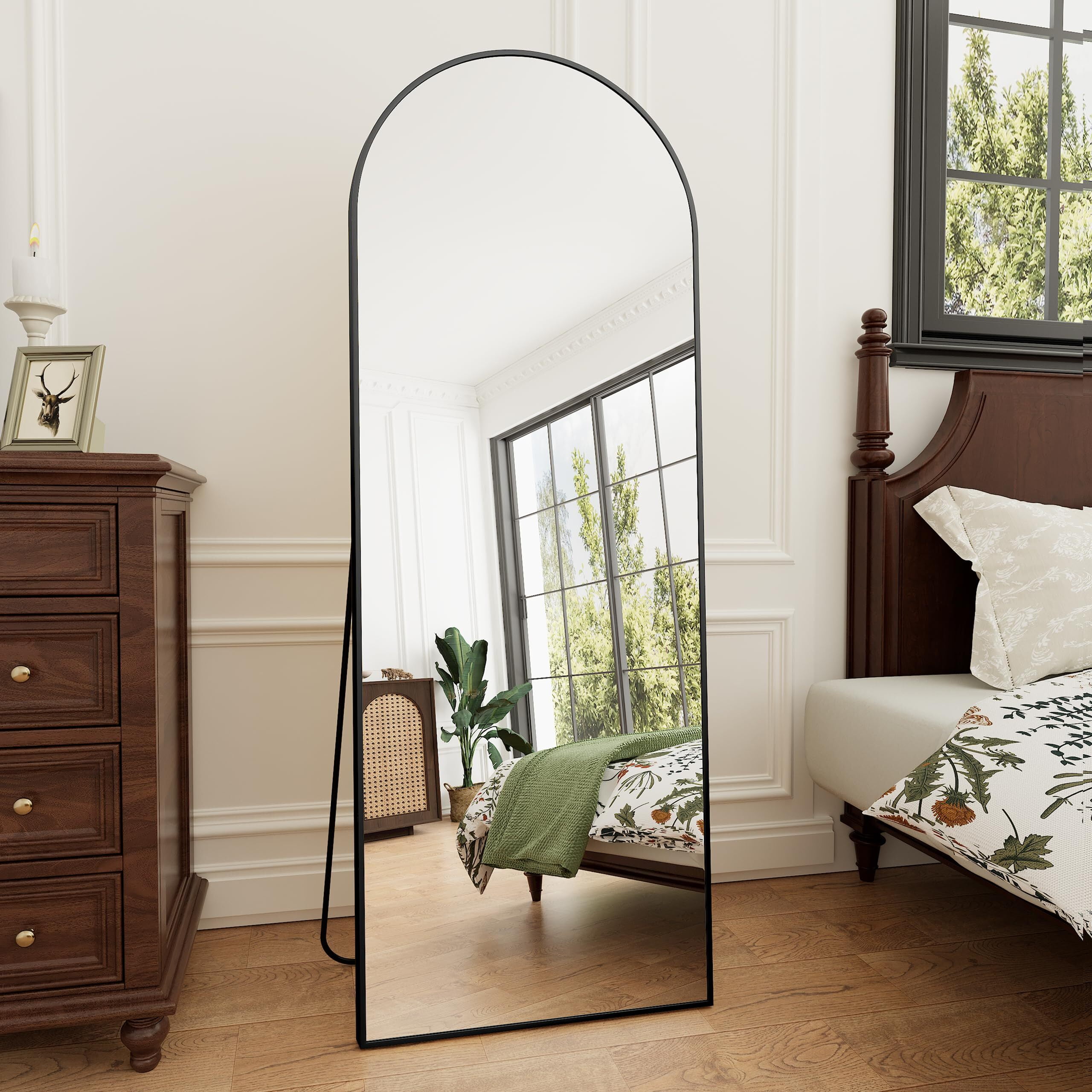 Anyrose 68"x22.2" Arched Full Length Mirror Floor Mirrors Wall Mounted,Black