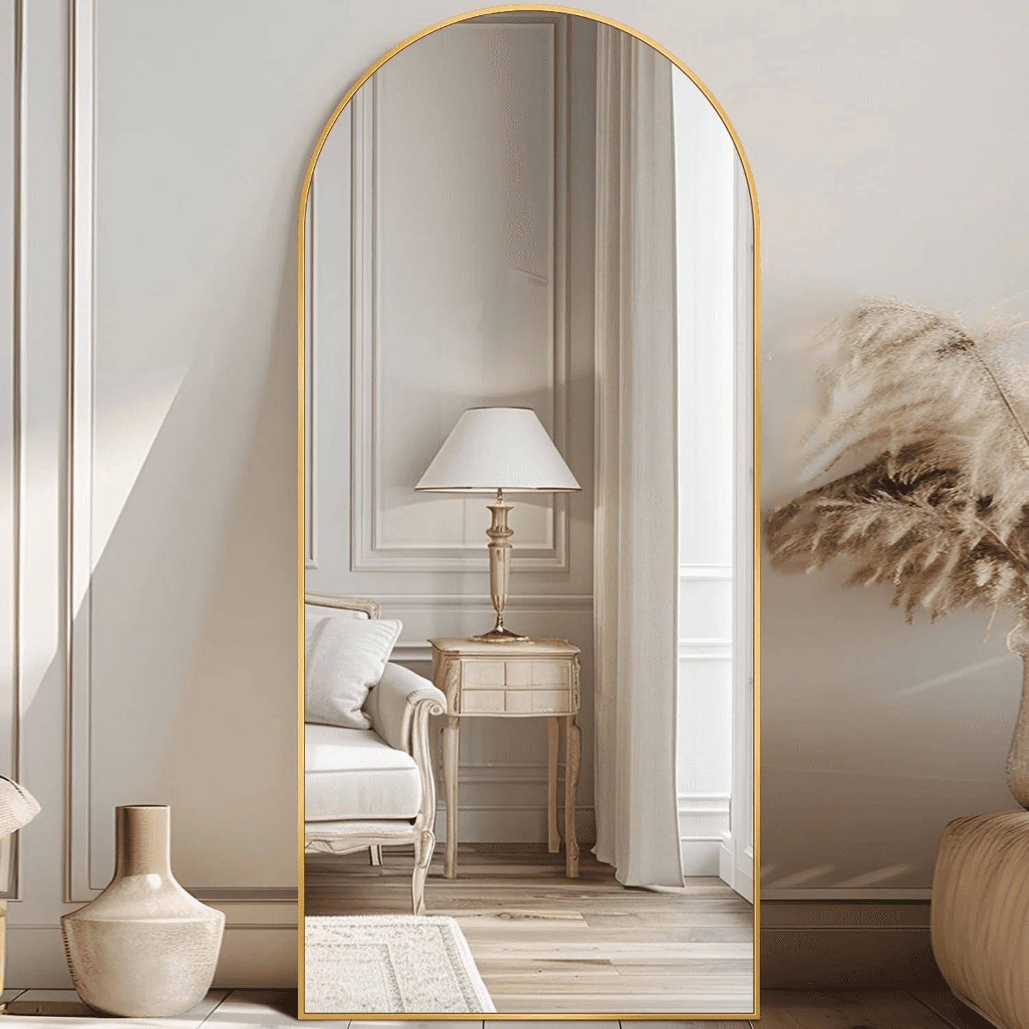 Anyrose 68"x22" Arched Full Length Mirror Free Standing Floor Mirror,Gold