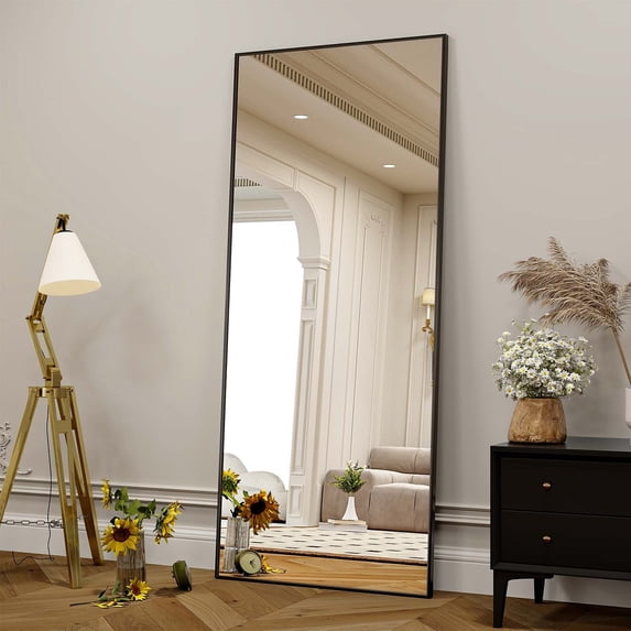 Anyrose 71"x 26" Full Length Mirror Rectangular Floor Standing Mirror Wall Mounted, Black