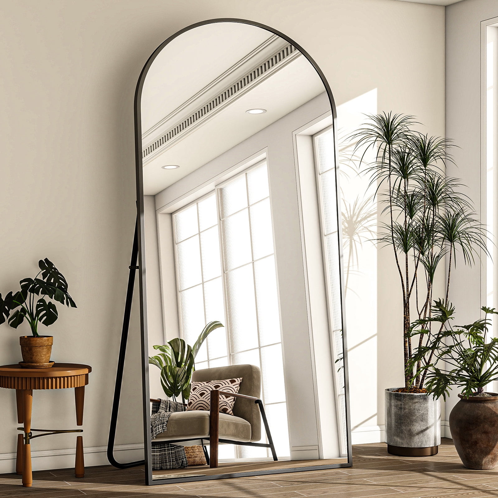 Cenovo 76"x 35" Arched Full Length Mirror Full Body Floor Mirrors, Black