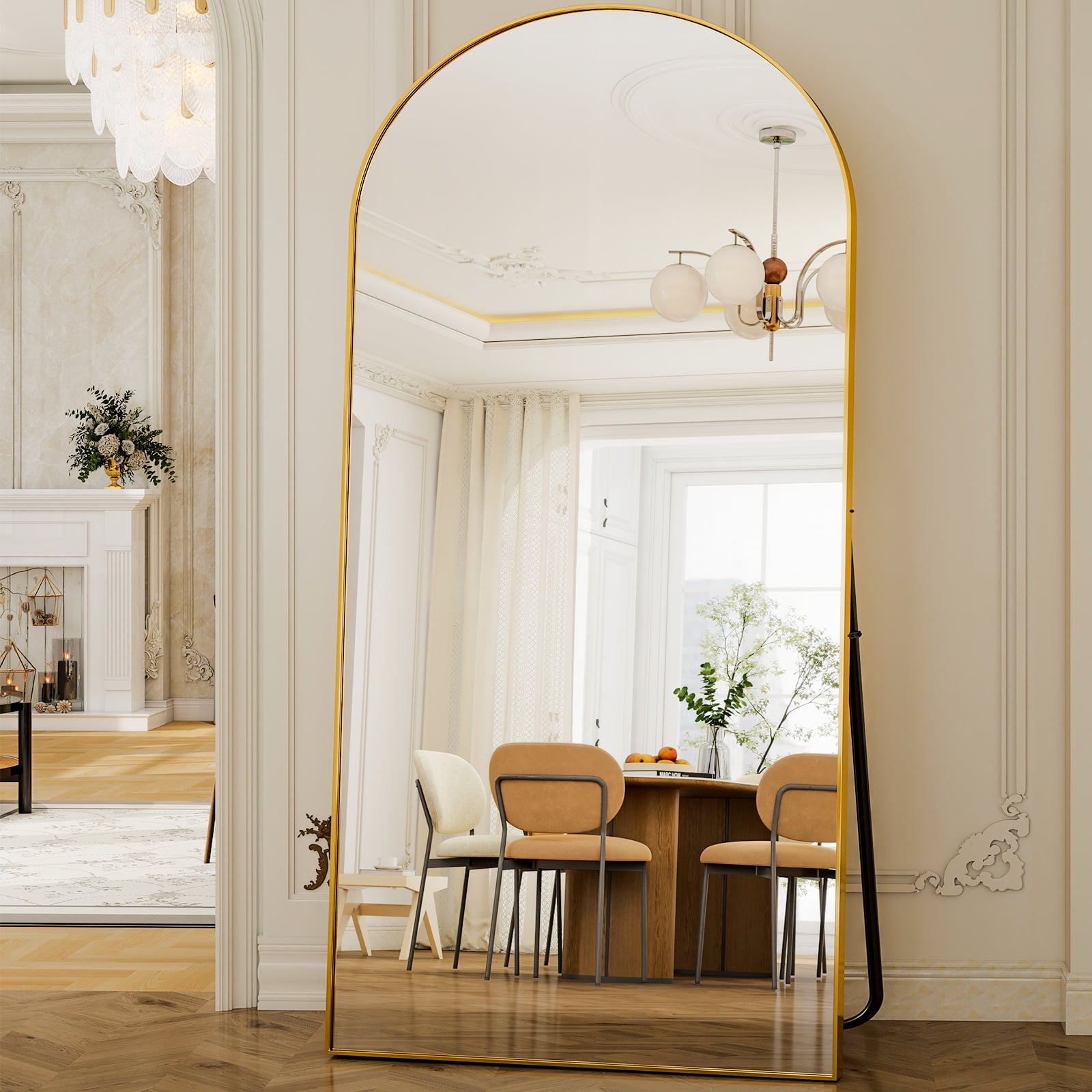 Anyrose 78.2"x35.2" Arched Large Full Length Mirror Free-Standing Wall Mounted Floor Mirrors, Gold