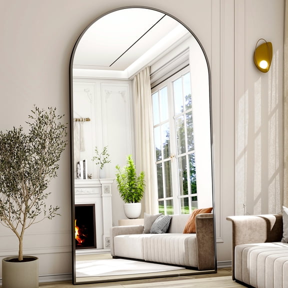 Cenovo 78"x 38" Arched Full Length Mirror Full Body Floor Mirrors, Black
