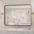 thumbnail image 1 of Anyrose Metal Framed Bathroom Vanity Mirrors, 30x40 Inch Large Rounded Rectangle Mirror, Modern Decorative Black, 1 of 4