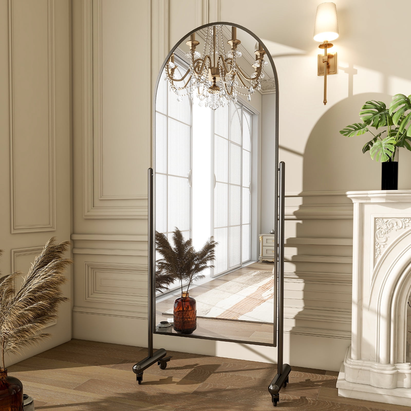Anyrose Movable and Tiltable Yoga Mirror Modern 23"x 67", Black