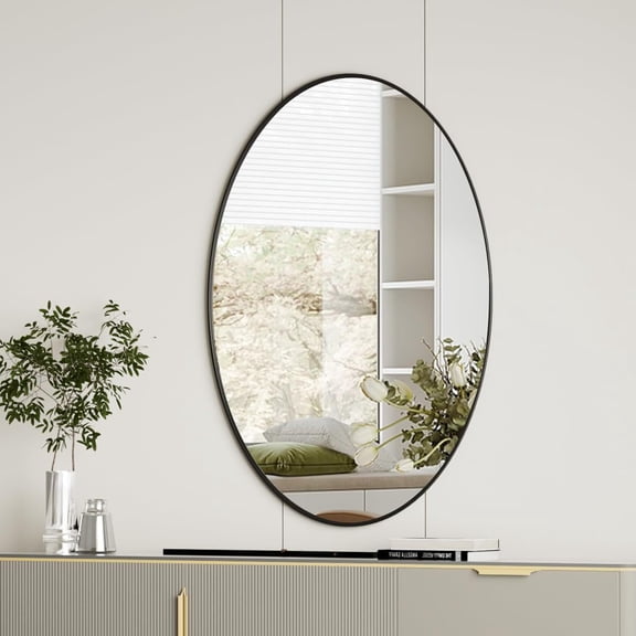 Anyrose Oval Bathroom Mirror 20"x28" Bathroom Vanity Mirror, Black