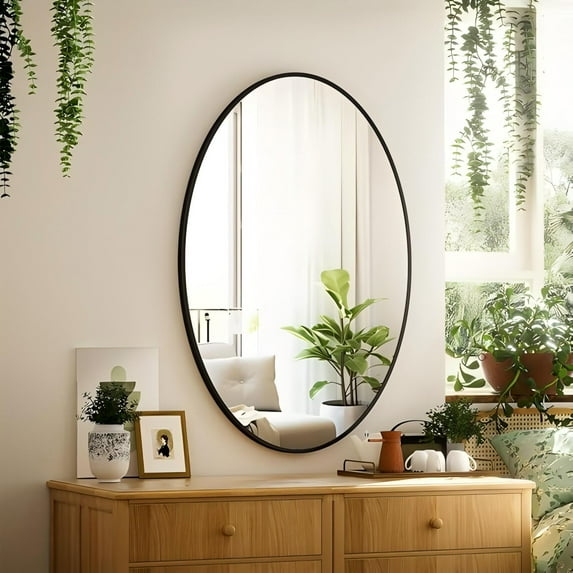 Anyrose Oval Bathroom Mirror 24"x36" Bathroom Vanity Mirror, Black
