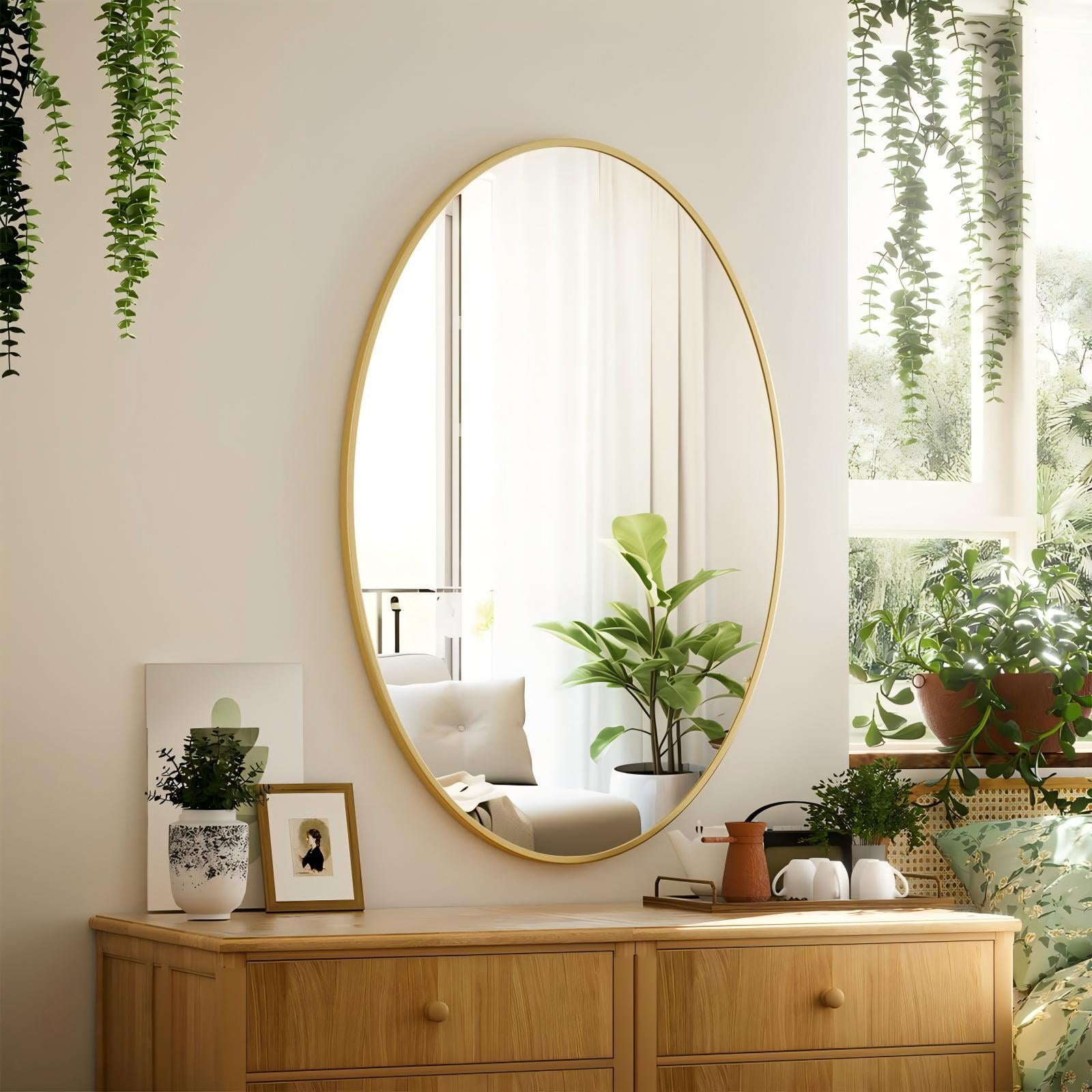 Mirstory Oval Bathroom Mirror 24"x36" Bathroom Vanity Mirror, Gold