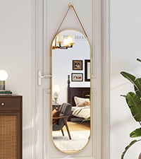 Anyrose Oval Floor Mirror Wall Mirror 16" x 48", Gold