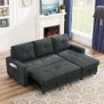 thumbnail image 1 of Anysun Sectional Sofa Couch with Pull-Out Bed and Storage Chaise - Convertible L-shaped Corner Couch for Living Room - Polyester 3 Seat Sofa Bed - Black, 1 of 10