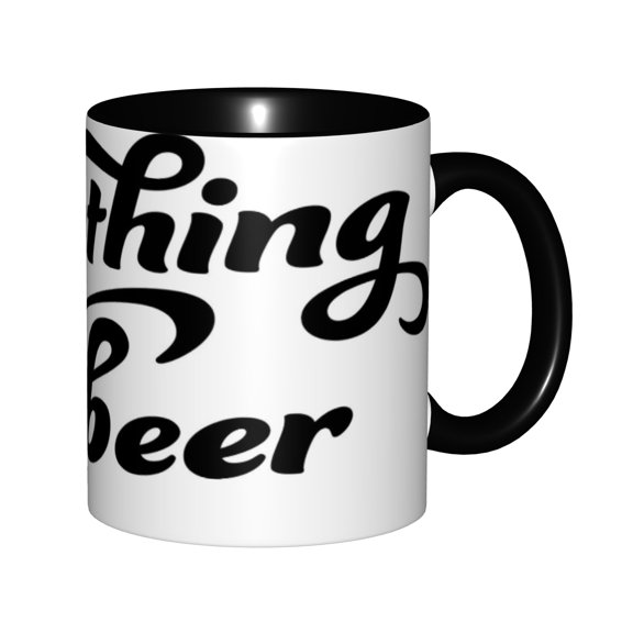 "Anything but Beer" Funny Script Ceramic Coffee Mug 11oz - Humorous Hand Lettered Drinking Quote, Microwave & Dishwasher Safe, Novelty Gift for Coffee Lovers & Non-Drinkers