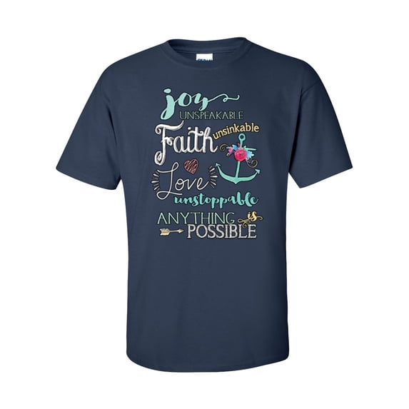 Anything Is Possible Christian Unisex Short Sleeve T-shirt-Navy-Large