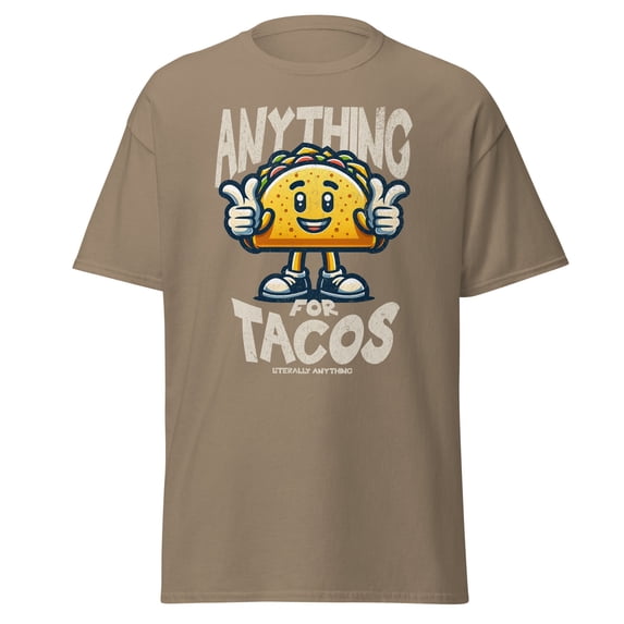 Anything for Tacos Graphic T-Shirt - Funny Foodie Taco Lover Tee, Unisex Gildan 5000 Cotton Shirt, Sizes S-3XL