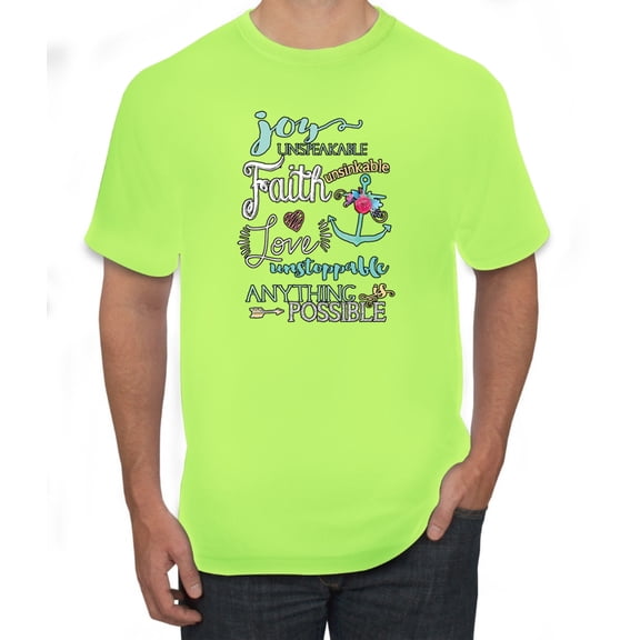 Anything is Possible Inspiring Religious Inspirational/Christian Men's Graphic T-Shirt, Safety Green, Medium